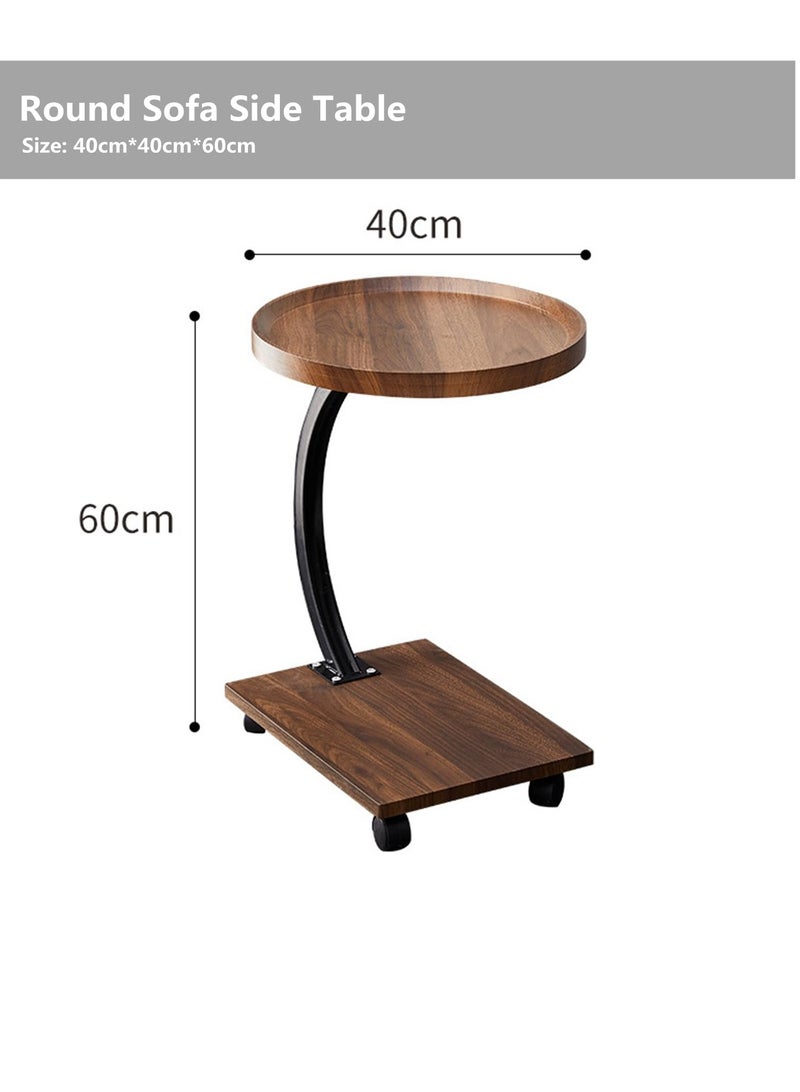 XICEN Coffee Table,Sofa Side Table,Snack Table,Double-Layer Storage Table Removable Waterproof Square Table on wheels for living room sofa,Suitable for study, living room, bedroom(Walnut) - Image 2