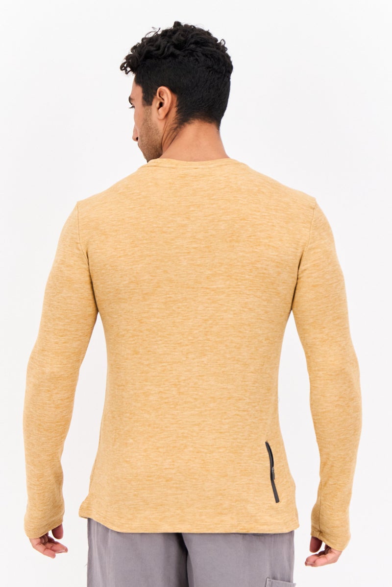 Avalanche Men Sportswear Fit Long Sleeve Training Sweatshirt, Tan - Image 3