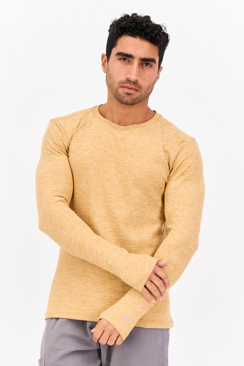 Avalanche Men Sportswear Fit Long Sleeve Training Sweatshirt, Tan - Image 1