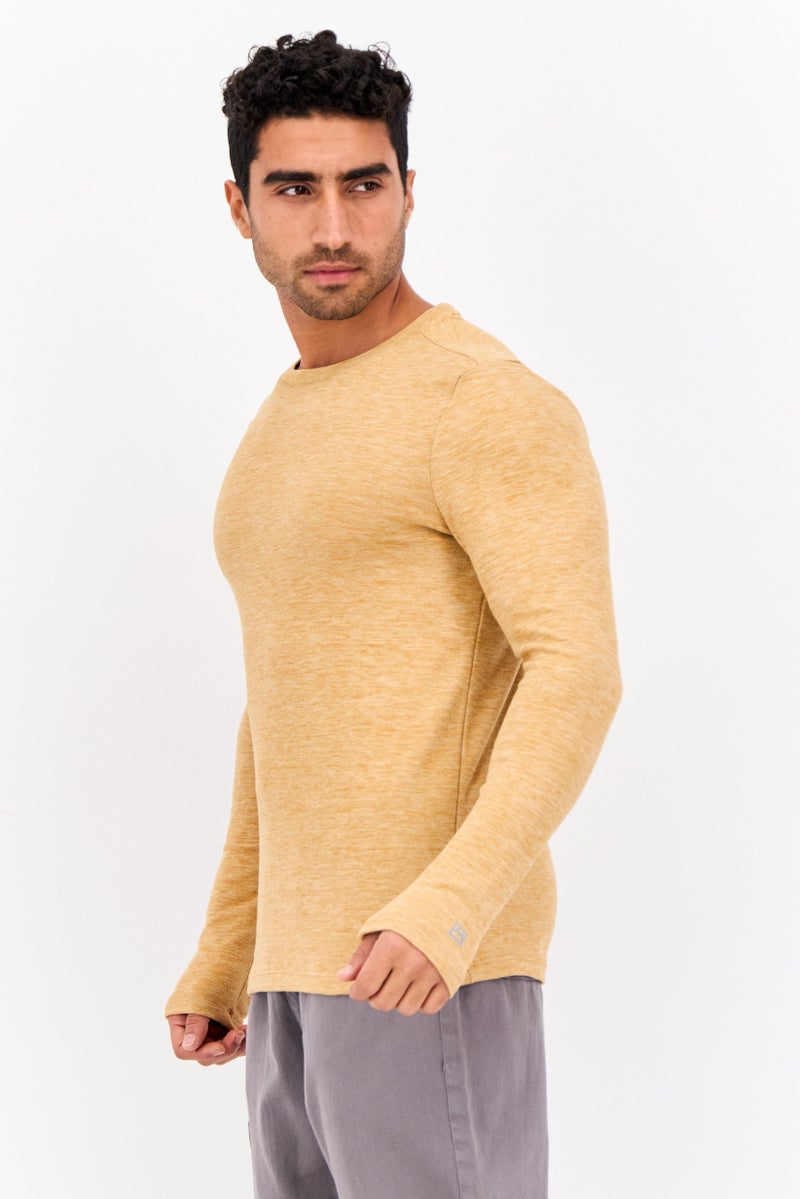 Avalanche Men Sportswear Fit Long Sleeve Training Sweatshirt, Tan - Image 2
