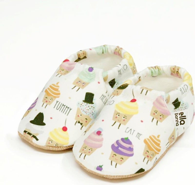 Ella Bonna Patterned Baby Booties, Non-Slip Sole, Home Nursery Shoes Slippers, Cupcake - Image 1