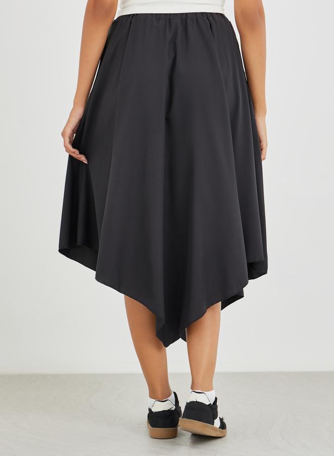 Take Two Solid Asymmetric Hem Midi Skirt - Image 4