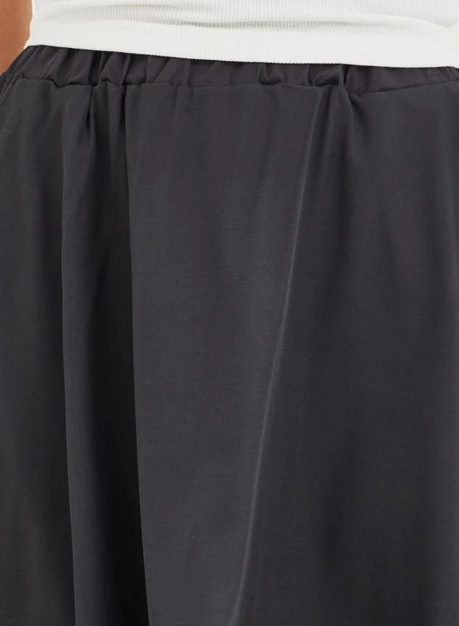 Take Two Take Two Solid Asymmetric Hem Midi Skirt