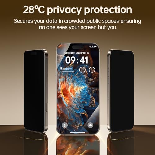 VIZORIX 2-Pack for iPhone 16 Pro Max Privacy Screen Protector,Easy to Install,Anti-spy,Auto-Dust Removal,Military Grade Protection, Bubble-Free,Full Coverage,Case Friendly,9H+ Tempered Glass - Image 2