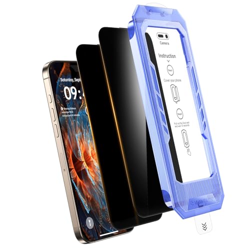 VIZORIX 2-Pack for iPhone 16 Pro Max Privacy Screen Protector,Easy to Install,Anti-spy,Auto-Dust Removal,Military Grade Protection, Bubble-Free,Full Coverage,Case Friendly,9H+ Tempered Glass - Image 1