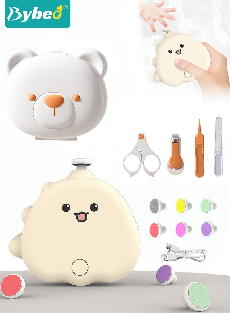 بيبو مجموعة قصافة أظافر للأطفال مكونة من 6 قطع، ماكينة تشذيب كهربائية، مجموعة العناية بأظافر الأطفال، مجموعة مبرد أظافر للأطفال مع إضاءة LED، و6 وسادات صنفرة بأحجام مختلفة + مجموعة قصافة أظافر مكونة من 4 قطع + صندوق تخزين، مناسبة للأطفال حديثي الولادة أو الأطفال الصغار أو البالغين للعناية بأصابع القدم والأظافر - Image 1