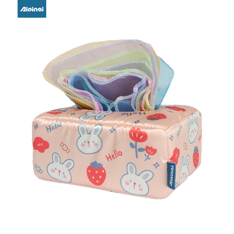 Durable Baby Tissue Box Toy for Learning Rabbit Strawberry Tissue Box