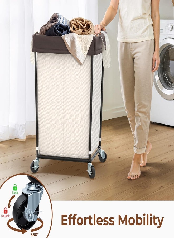 Mefirt 160L Large Laundry Hamper with Wheels, Laundry Basket 2 Section Laundry Bag Laundry Cart with Wheels, Clothes Hamper for Laundry, Bedroom, Bathroom and Dorm (Beige) - Image 4