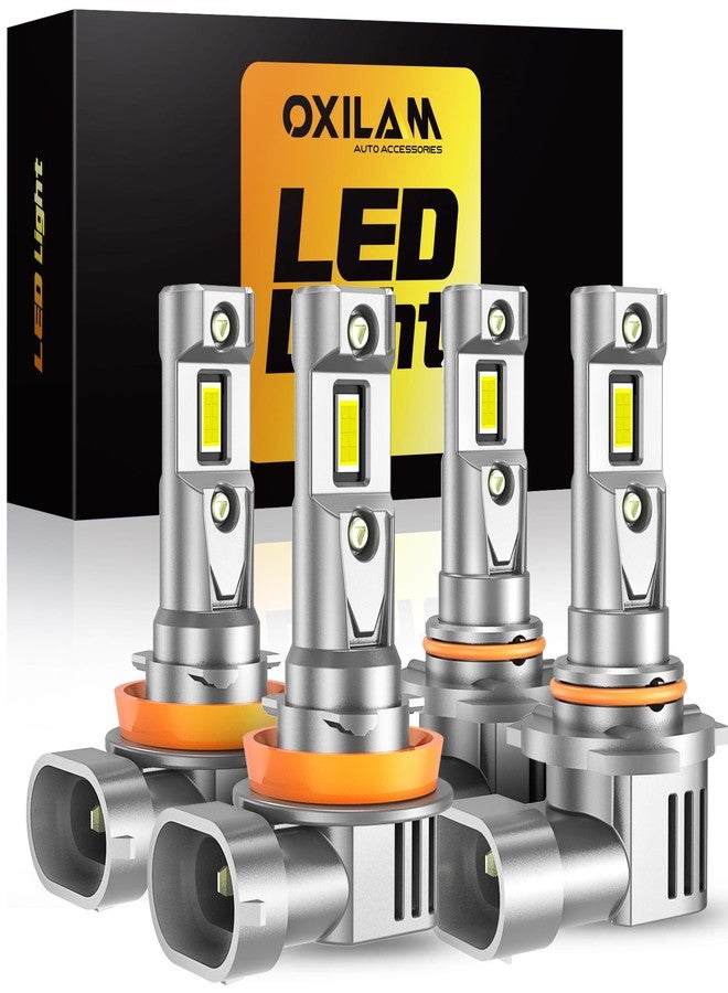 OXILAM Q36 H11 9005 Light Bulbs Combo, 44000 Lumens 600% Brighter 6500K Cool White Light, 1:1 Size 9005/HB3 H11/H9/H8 DRL Fog Light Halogen Replacement, IP68 Waterproof, Pack of 4 - Image 1
