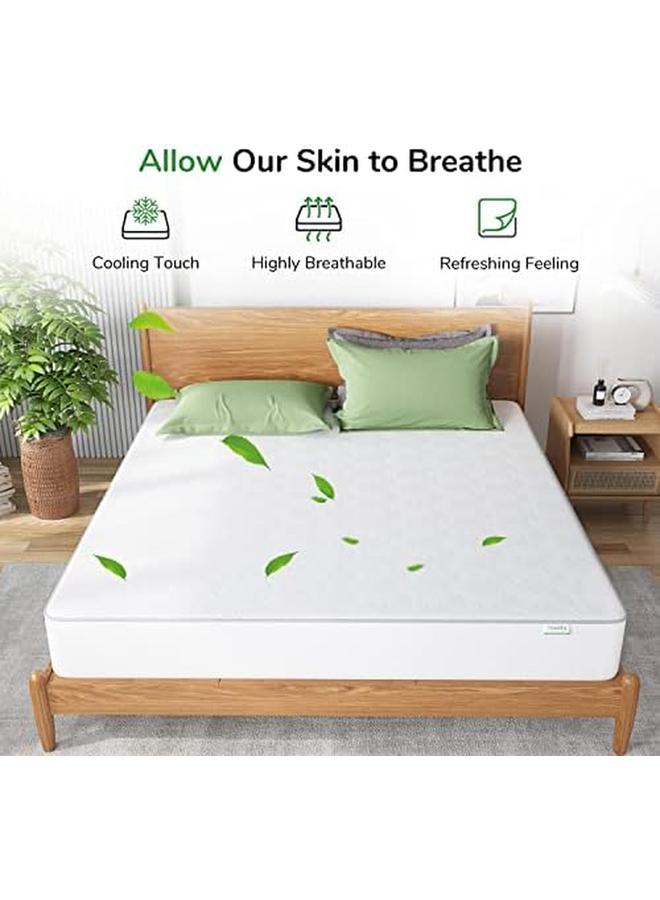 مقاوم للماء الملك فراش حامي الخيزران غطاء مرتبة الملك الحجم ثلاثية الأبعاد نسيج الهواء تبريد السرير حامي 8 ''18'' جيب عميق الأبيض Ac Nv0Mp801 K - Image 2