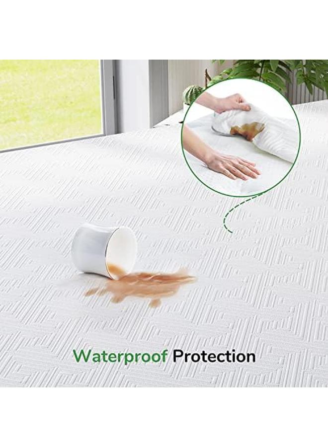 مقاوم للماء الملك فراش حامي الخيزران غطاء مرتبة الملك الحجم ثلاثية الأبعاد نسيج الهواء تبريد السرير حامي 8 ''18'' جيب عميق الأبيض Ac Nv0Mp801 K - Image 4