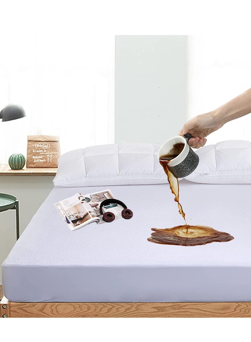 مقاوم للماء الملك فراش حامي الخيزران غطاء مرتبة الملك الحجم ثلاثية الأبعاد نسيج الهواء تبريد السرير حامي 8 ''18'' جيب عميق الأبيض Ac Nv0Mp801 K - Image 1