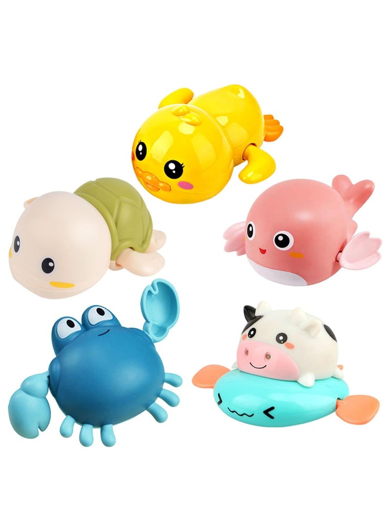 Soofam Bath Toy,Cute Animal Clockwork Bathtub Swimming Pool Toy,Baby Bath Toys for Toddlers 1-3, Boys & Girls Water Bath Toy Set,5 Pack - Image 1