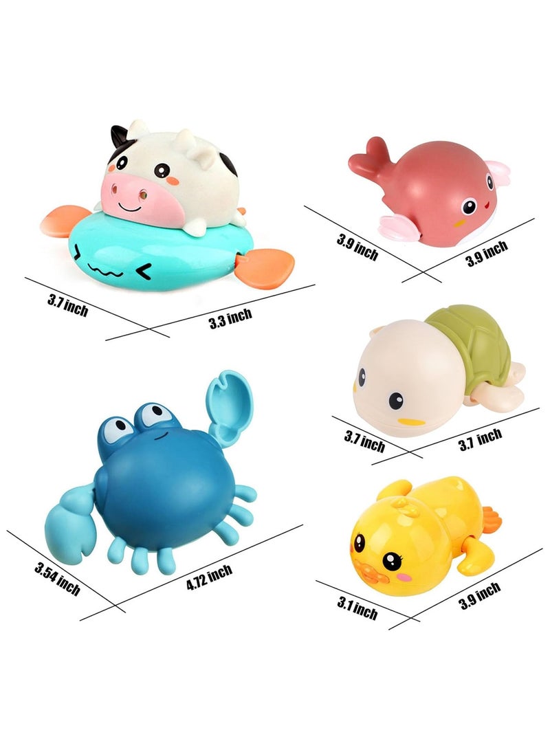 Soofam Bath Toy,Cute Animal Clockwork Bathtub Swimming Pool Toy,Baby Bath Toys for Toddlers 1-3, Boys & Girls Water Bath Toy Set,5 Pack - Image 2