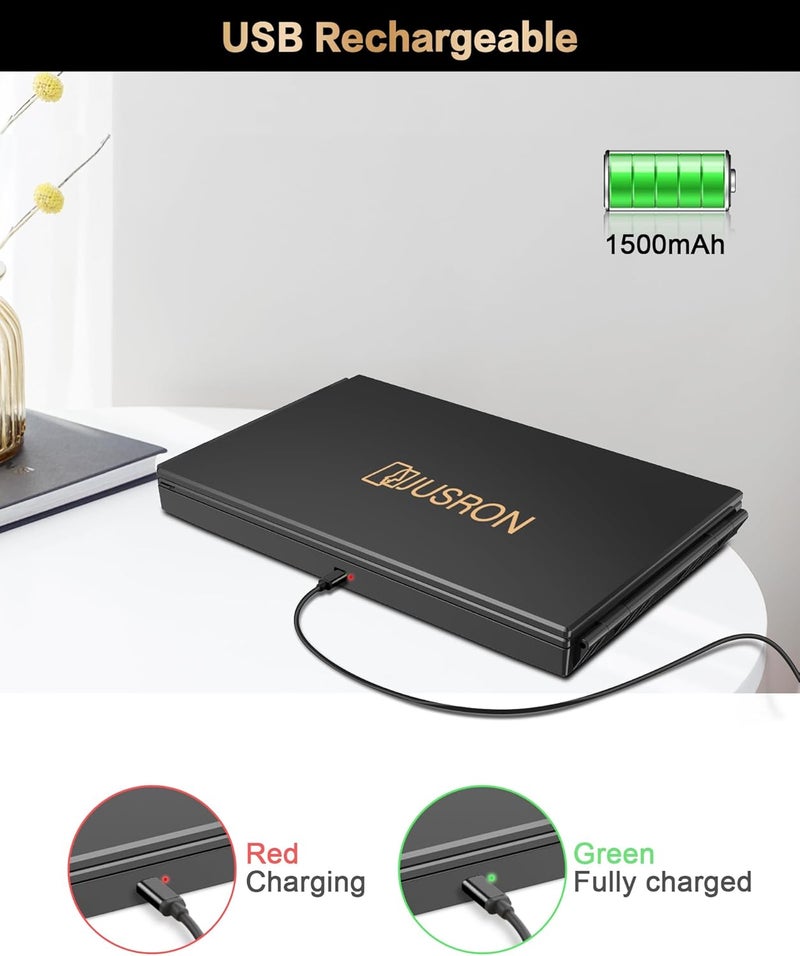 JUSRON 3 Way Mirror for Self Hair Cutting with Lights, Rechargeable 360 Trifold Barber Mirrors LED Makeup Mirror, Light Up Mirror to See Back of Head, DIY Haircut Tool are Good Gifts for Men Women (With LED) - Image 3