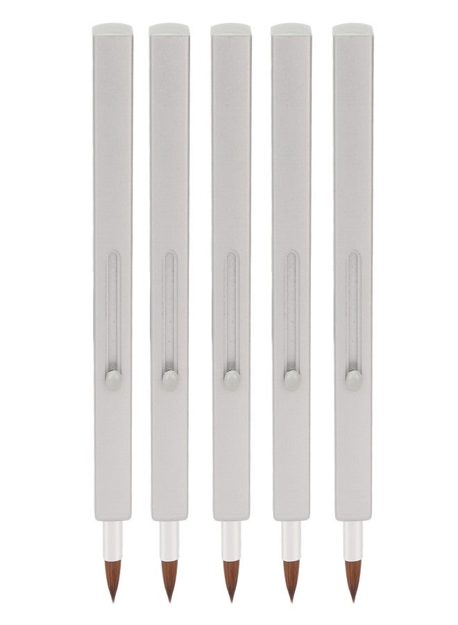 5Pcs Lip Brush Retractable Portable Multipurpose Single Ended Nylon Lip Makeup Brush Grey Shell - Image 2