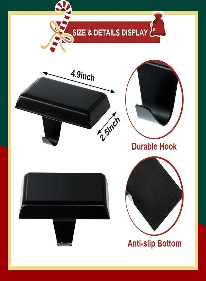 LOVYNO 4PCS Christmas Stocking Holders Set Include Black Metal Stocking Hangers DIY Wooden Ornaments Weighted Non-Slip Hanging Hooks for Christmas Fireplace Mantel Decor - Image 2