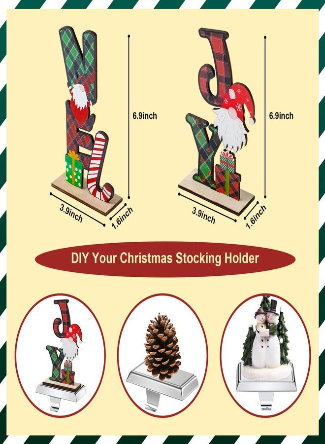 LOVYNO 4PCS Christmas Stocking Holders Set Include Black Metal Stocking Hangers DIY Wooden Ornaments Weighted Non-Slip Hanging Hooks for Christmas Fireplace Mantel Decor - Image 3