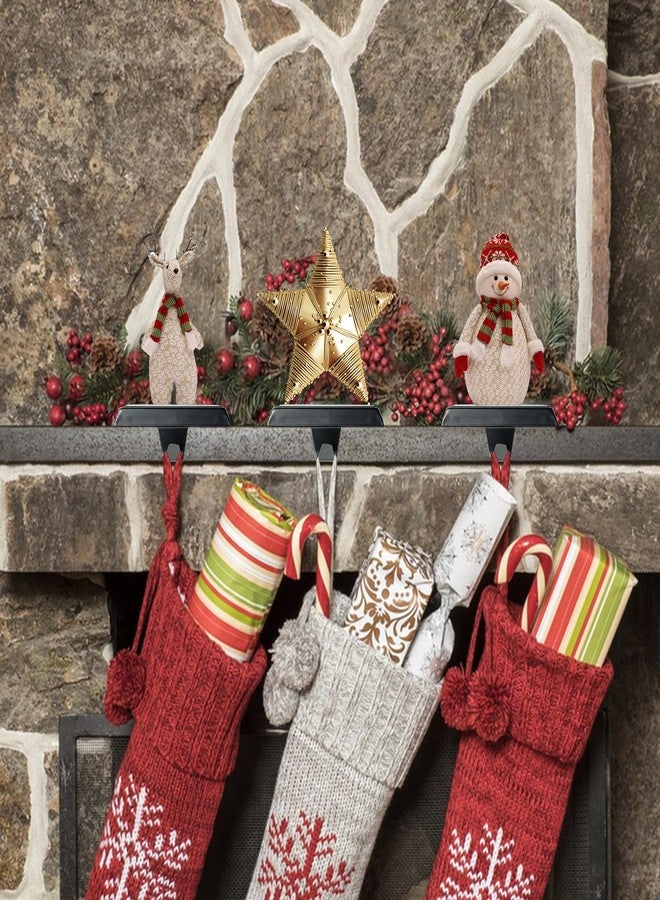 LOVYNO 4PCS Christmas Stocking Holders Set Include Black Metal Stocking Hangers DIY Wooden Ornaments Weighted Non-Slip Hanging Hooks for Christmas Fireplace Mantel Decor - Image 5