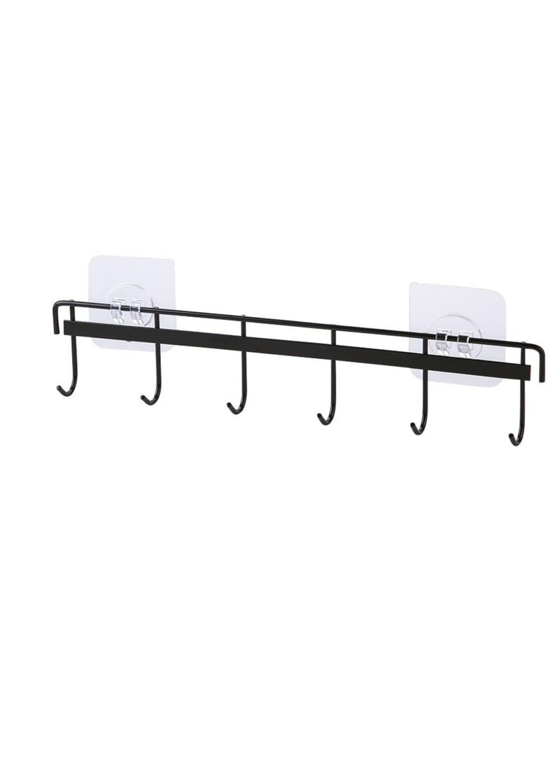 sulfar MS Kitchen Utensil Rack Wall Mount, Black Adhesive Kitchen Utensil Hanger No Drilling Kitchen Utensil Holder Space Saving Kitchen Wall Hooks for Kitchen Bathroom Camper (Black) Pack of 1  - Image 1