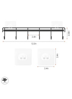sulfar MS Kitchen Utensil Rack Wall Mount, Black Adhesive Kitchen Utensil Hanger No Drilling Kitchen Utensil Holder Space Saving Kitchen Wall Hooks for Kitchen Bathroom Camper (Black) Pack of 1  - Image 2