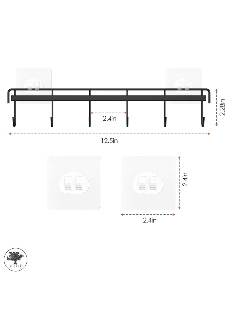 sulfar MS Kitchen Utensil Rack Wall Mount, Black Adhesive Kitchen Utensil Hanger No Drilling Kitchen Utensil Holder Space Saving Kitchen Wall Hooks for Kitchen Bathroom Camper (Black) Pack of 1  - Image 2