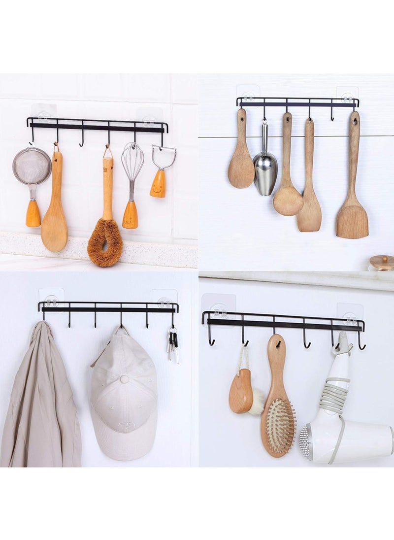 sulfar MS Kitchen Utensil Rack Wall Mount, Black Adhesive Kitchen Utensil Hanger No Drilling Kitchen Utensil Holder Space Saving Kitchen Wall Hooks for Kitchen Bathroom Camper (Black) Pack of 1  - Image 5