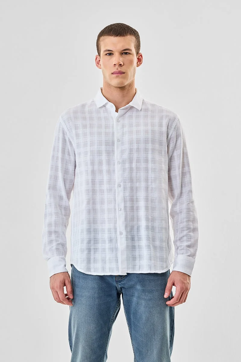 سنيتش قميص قطني % بقصة عادية كاروهات