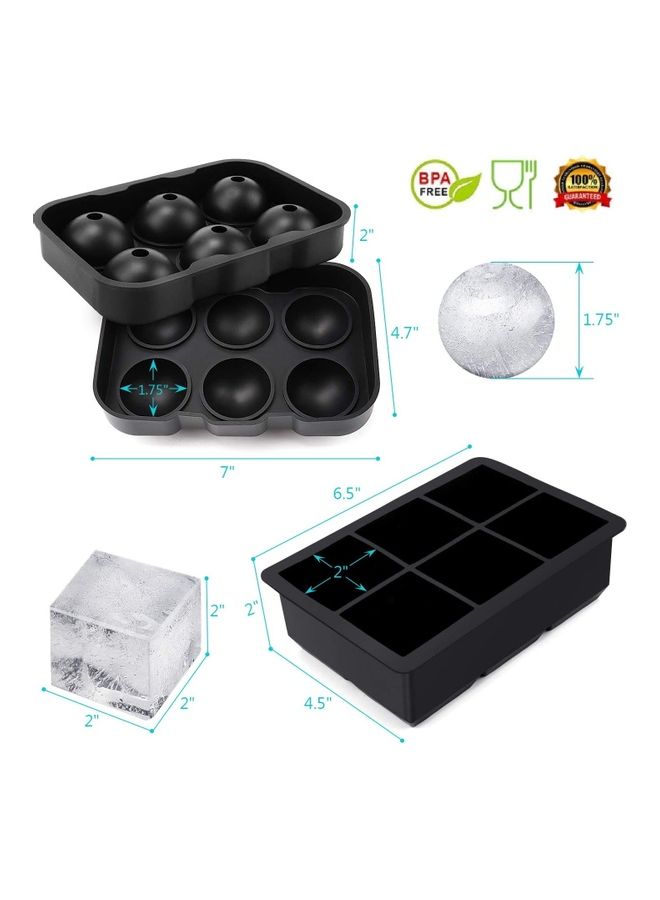 Set Of 2 Large Ice Cube And Ball Maker B66 Black - Image 2