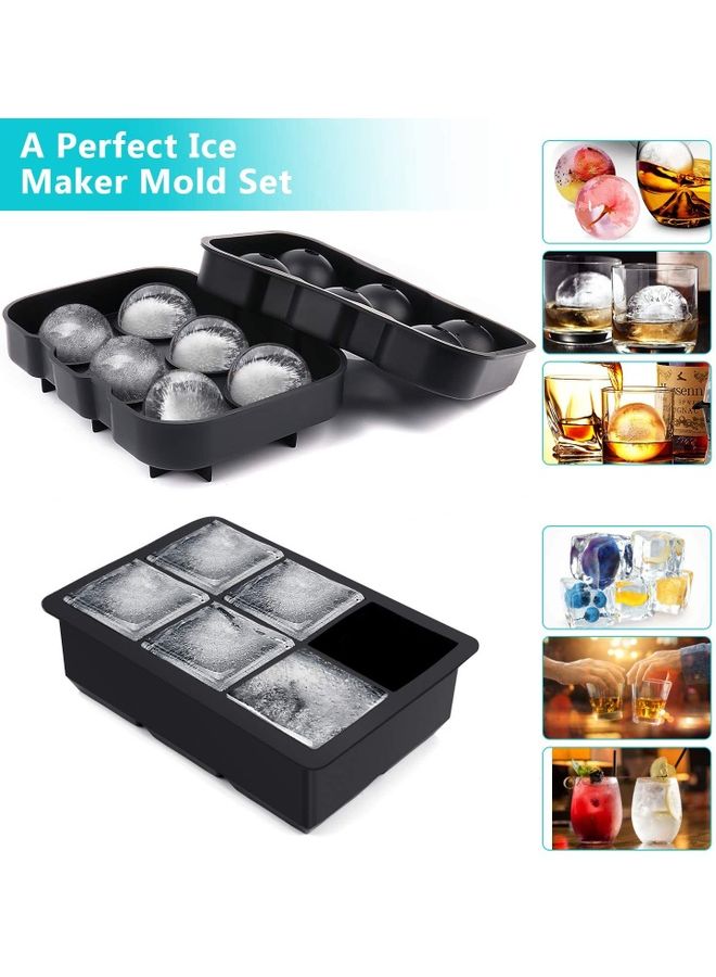 Set Of 2 Large Ice Cube And Ball Maker B66 Black - Image 4