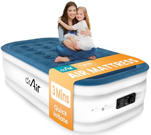 Dr. air Twin Air Mattress with Built-in Pump, 18" Raised Blow Up Mattress, 500 lbs Max Honeycomb Air Bed, 48Hr Leak-Proof Test, 3min Inflatable Mattress for Home, Guests, Camping, Colchones inflables - Image 1