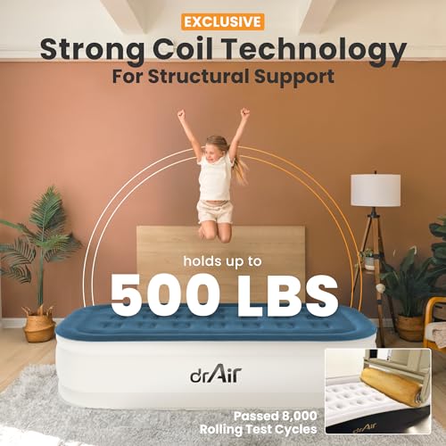 Dr. air Twin Air Mattress with Built-in Pump, 18" Raised Blow Up Mattress, 500 lbs Max Honeycomb Air Bed, 48Hr Leak-Proof Test, 3min Inflatable Mattress for Home, Guests, Camping, Colchones inflables - Image 4