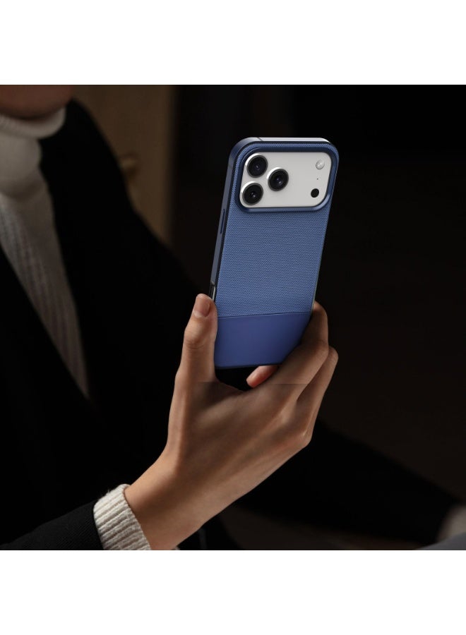 ليفيلو جراب MagSafe لهاتف iPhone 17 Pro Max مصنوع من الجلد مع قبضة مريحة وجلد PU فاخر / مصد مقاوم للصدمات / إطار من سبائك الألومنيوم للكاميرا والأزرار / مغناطيس قوي - أزرق منتصف الليل - Image 2