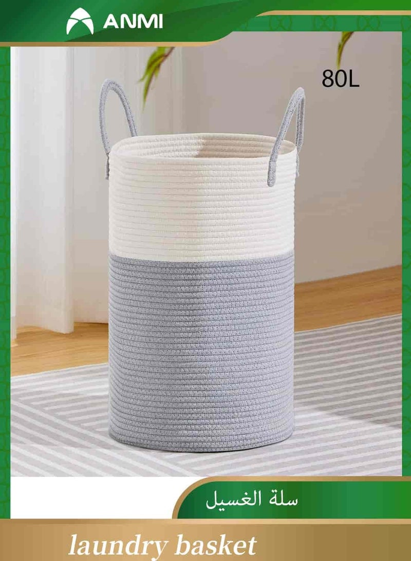 Anmi Laundry Basket for Decorative Storage of Dirty Clothes,Toys and Blankets in Bathroom,Bedroom and Living Room (80L) - Image 1