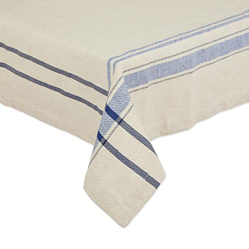DII French Stripe Dining Table Collection Farmhouse Style Tablecloth, 60x84 Inches, Taupe/Blue - Image 2
