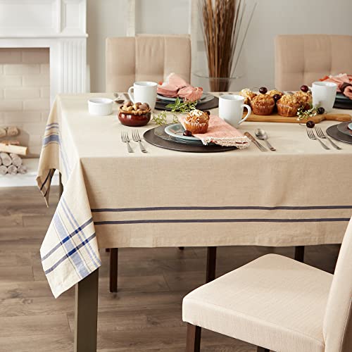 DII French Stripe Dining Table Collection Farmhouse Style Tablecloth, 60x84 Inches, Taupe/Blue - Image 4