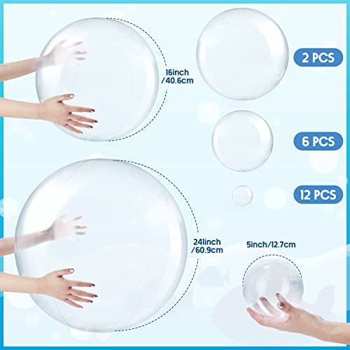 Sratte 20 Pcs Inflatable Beach Balls Bulk, Multiple Sizes Summer Swimming Pool Balls for Adults Hawaii Luau Party Supplies(Clear,Classic) - Image 3