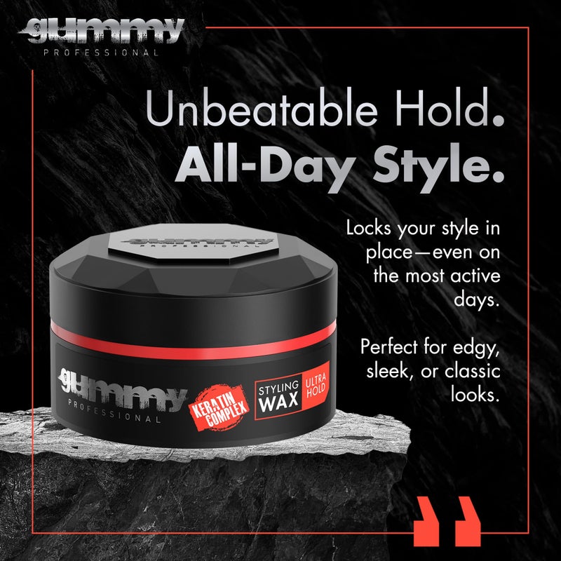 Gummy Professional - Hair Wax for Men - Ultra Hold Styling Pomade for Dry, Damp Hair - Water-Based Texturizing Clay Paste with Provitamin B5 & Keratin - Strong Hold - Alcohol & Paraben-Free - 150ml - Image 2