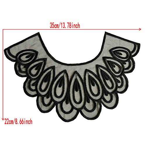 YinQin 2 pcs Polyester Black Fabric Flower Lace Sewing Applique Lace Collar Neckline Collar Applique DIY Accessory (Color B) - Image 3