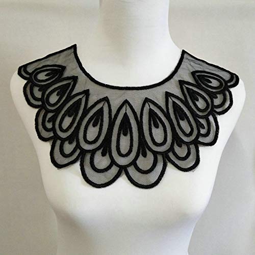 YinQin 2 pcs Polyester Black Fabric Flower Lace Sewing Applique Lace Collar Neckline Collar Applique DIY Accessory (Color B) - Image 5