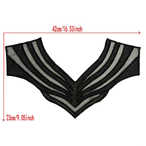 YinQin 2 pcs Polyester Black Fabric Flower Lace Sewing Applique Lace Collar Neckline Collar Applique DIY Accessory (Color B) - Image 4
