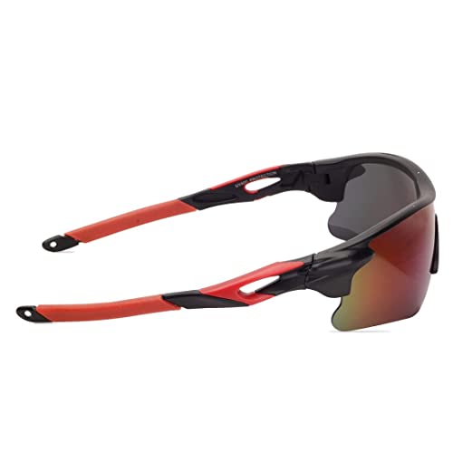 Dark Wost Sports Men Sunglasses Mercury Mountain Cycling Riding Protection Cricket Goggles Eyewear Bike Recing Sun Glasses Pilot UV Sunlight Protection (RED BLACK) - Image 5