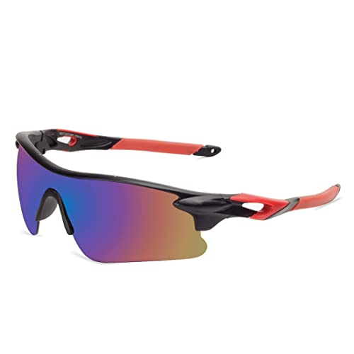 Dark Wost Sports Men Sunglasses Mercury Mountain Cycling Riding Protection Cricket Goggles Eyewear Bike Recing Sun Glasses Pilot UV Sunlight Protection (RED BLACK) - Image 1