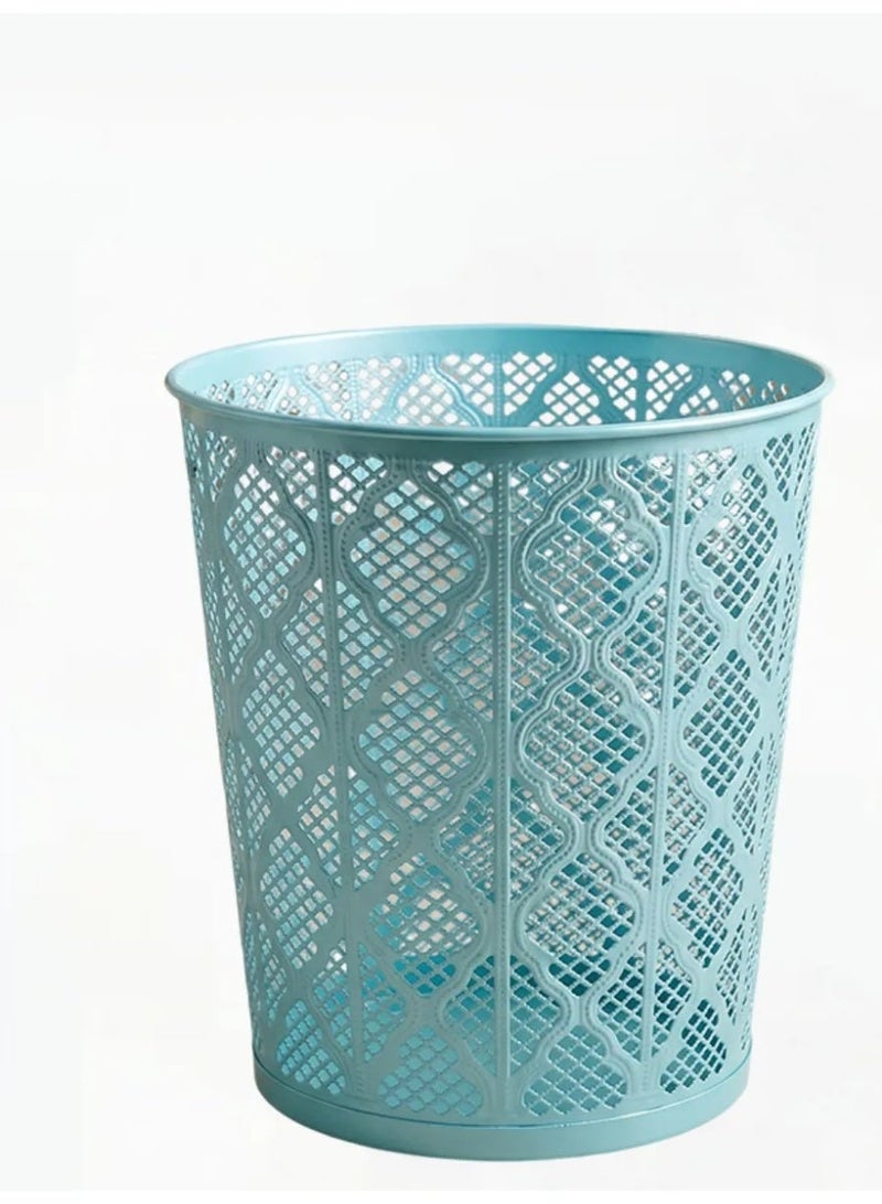 Thickened Metal Hollow Trash Can, Light Luxury Hollow Mesh Waste Bin, Multi Color Durable Metal Waste Basket For Bedroom Office Bathroom Home Decor - Image 1