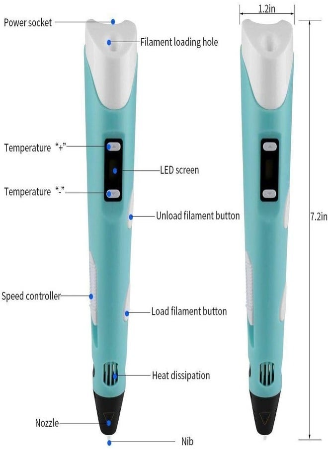 3D - 3D 3DPEN-2 Draw Your Dream Creative Printing Pen Adjustable Temp & Speed Blue - Image 1