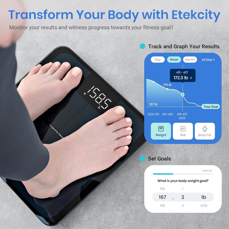 ETEKCITY Etekcity Smart Scale for Body Weight Bathroom Digital