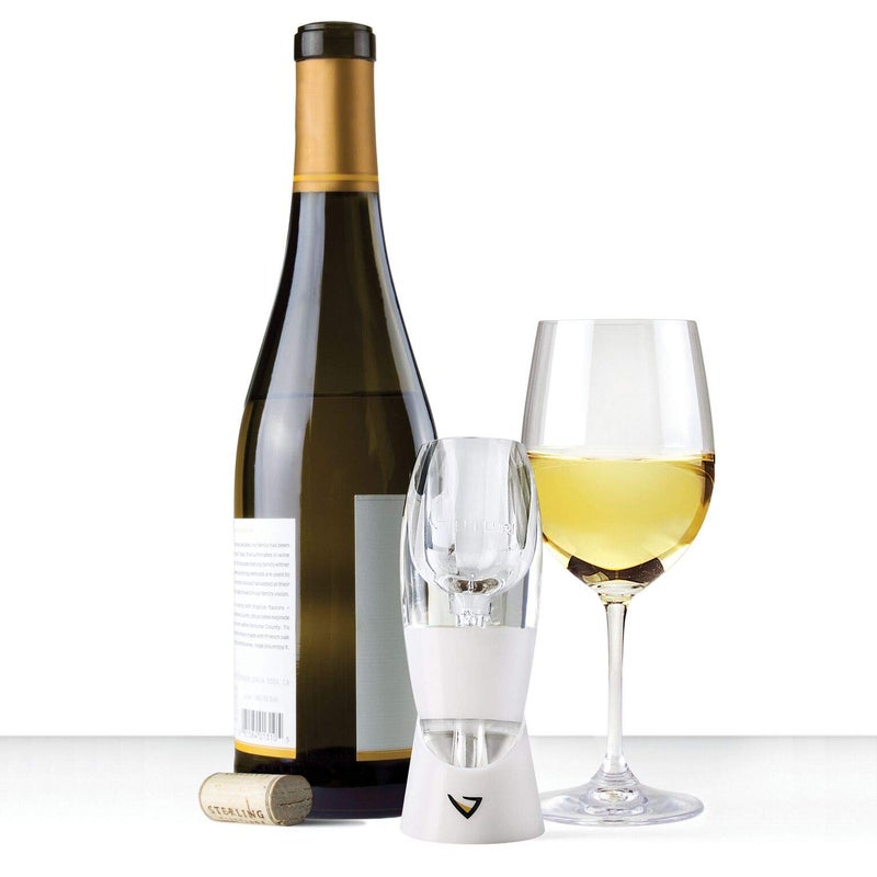 Vinturi Vinturi Classic Essential Wine Aerator Pourer and Decanter Provides Enhanced Flavors with Smoother Finish Features Easy to Grip Silicone Body and No-Drip Stand, White  - Image 2