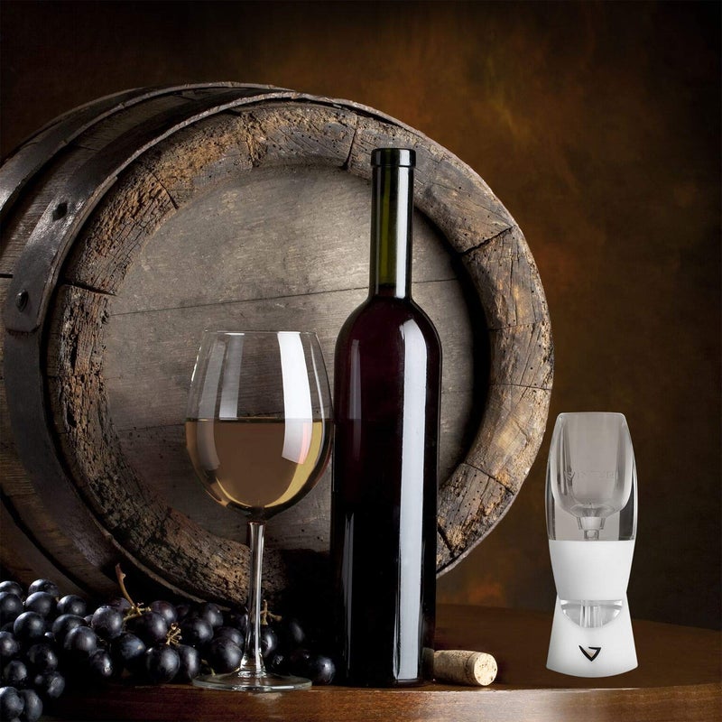 Vinturi Vinturi Classic Essential Wine Aerator Pourer and Decanter Provides Enhanced Flavors with Smoother Finish Features Easy to Grip Silicone Body and No-Drip Stand, White  - Image 5