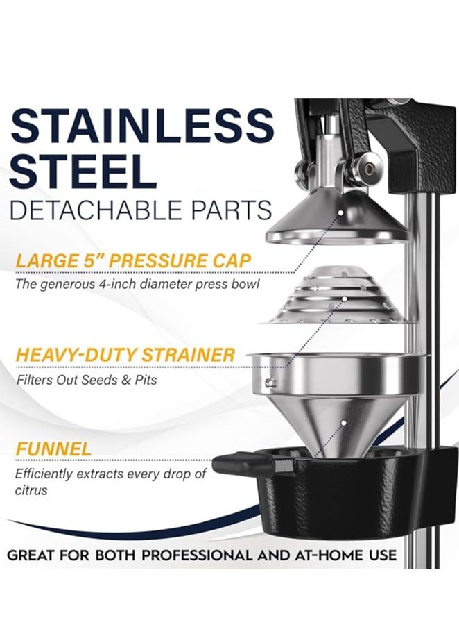 PPS TRADING Professional Manual Metal Hand Citrus Juicer Lemon Squeezer Lime Orange Pomegranate Grapefruit Fresh Healthy Juice Presser Extractor without Seeds Juicing Machine For Commercial And Household - Image 3