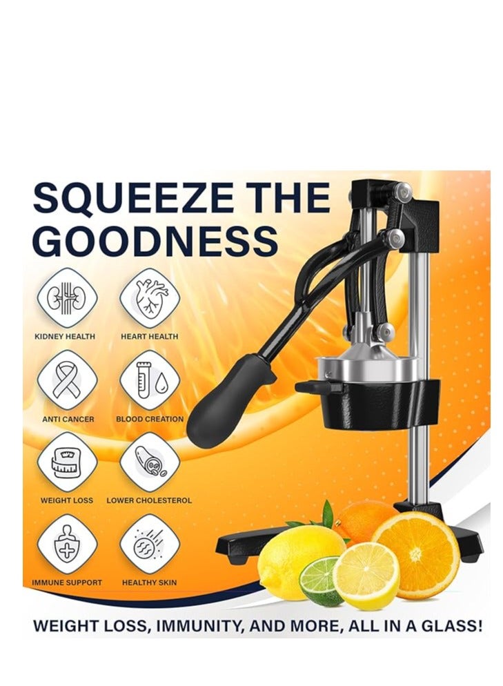 PPS TRADING Professional Manual Metal Hand Citrus Juicer Lemon Squeezer Lime Orange Pomegranate Grapefruit Fresh Healthy Juice Presser Extractor without Seeds Juicing Machine For Commercial And Household - Image 4